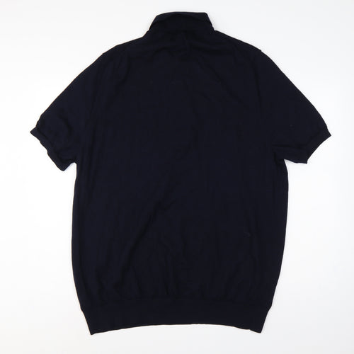 Autograph Men's Navy 3XL Merino Wool Short Sleeve Henley Jumper