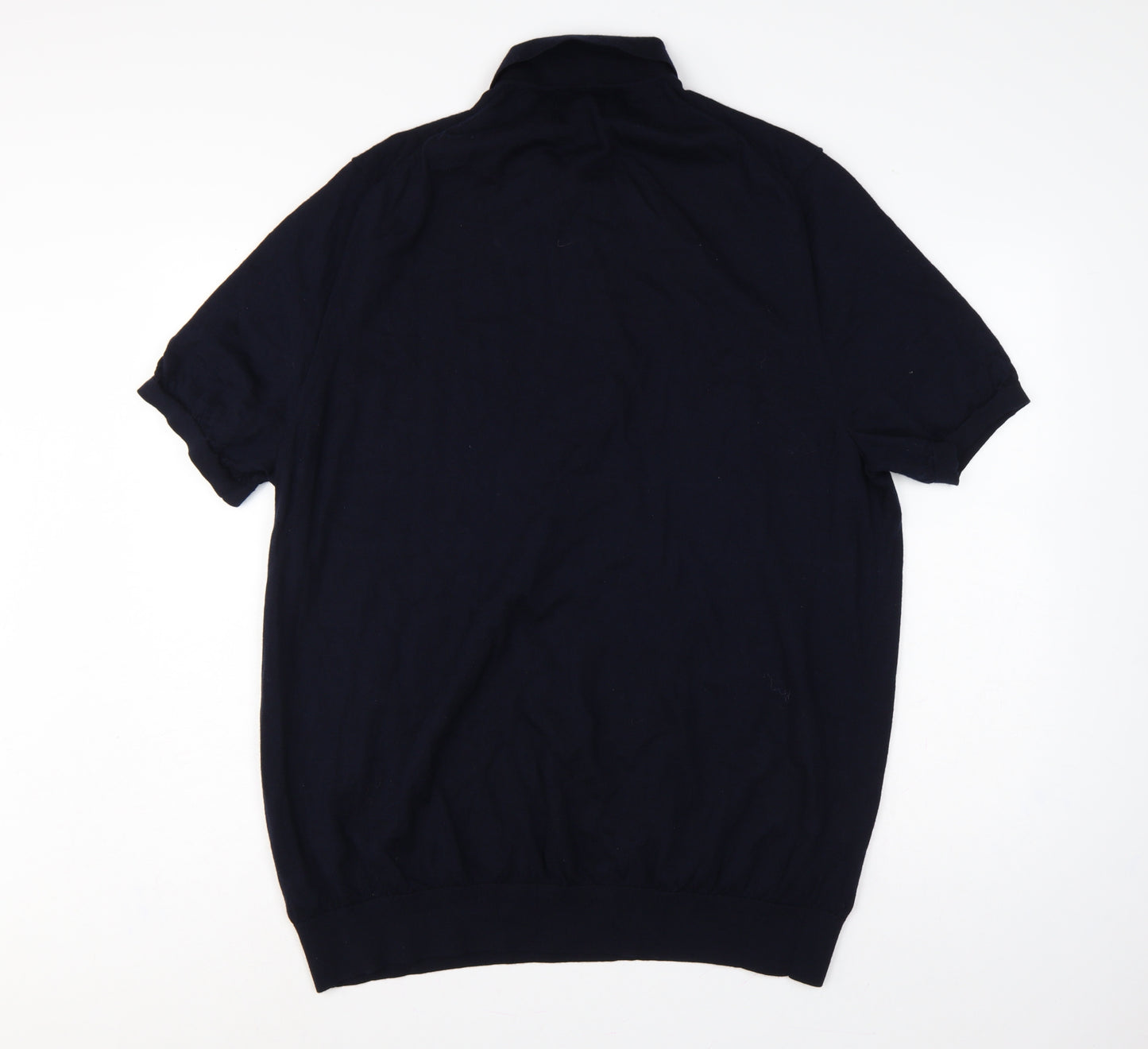 Autograph Men's Navy 3XL Merino Wool Short Sleeve Henley Jumper