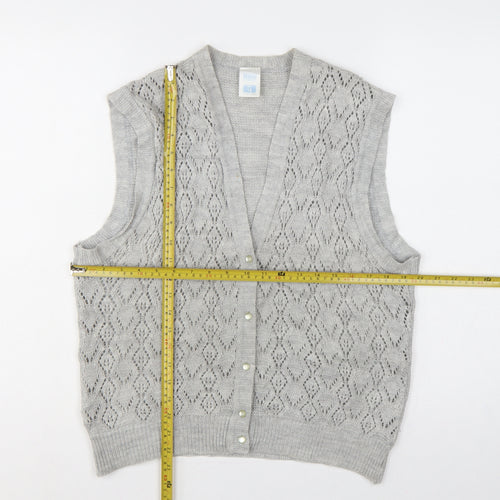 BHS Women Grey Size 18 Sleeveless V-Neck Knit Button Cardigan Vest