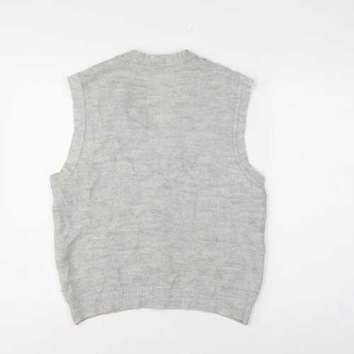 BHS Women Grey Size 18 Sleeveless V-Neck Knit Button Cardigan Vest
