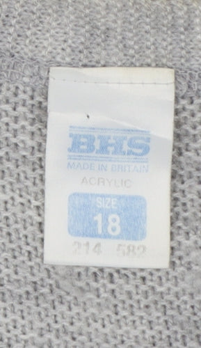 BHS Women Grey Size 18 Sleeveless V-Neck Knit Button Cardigan Vest