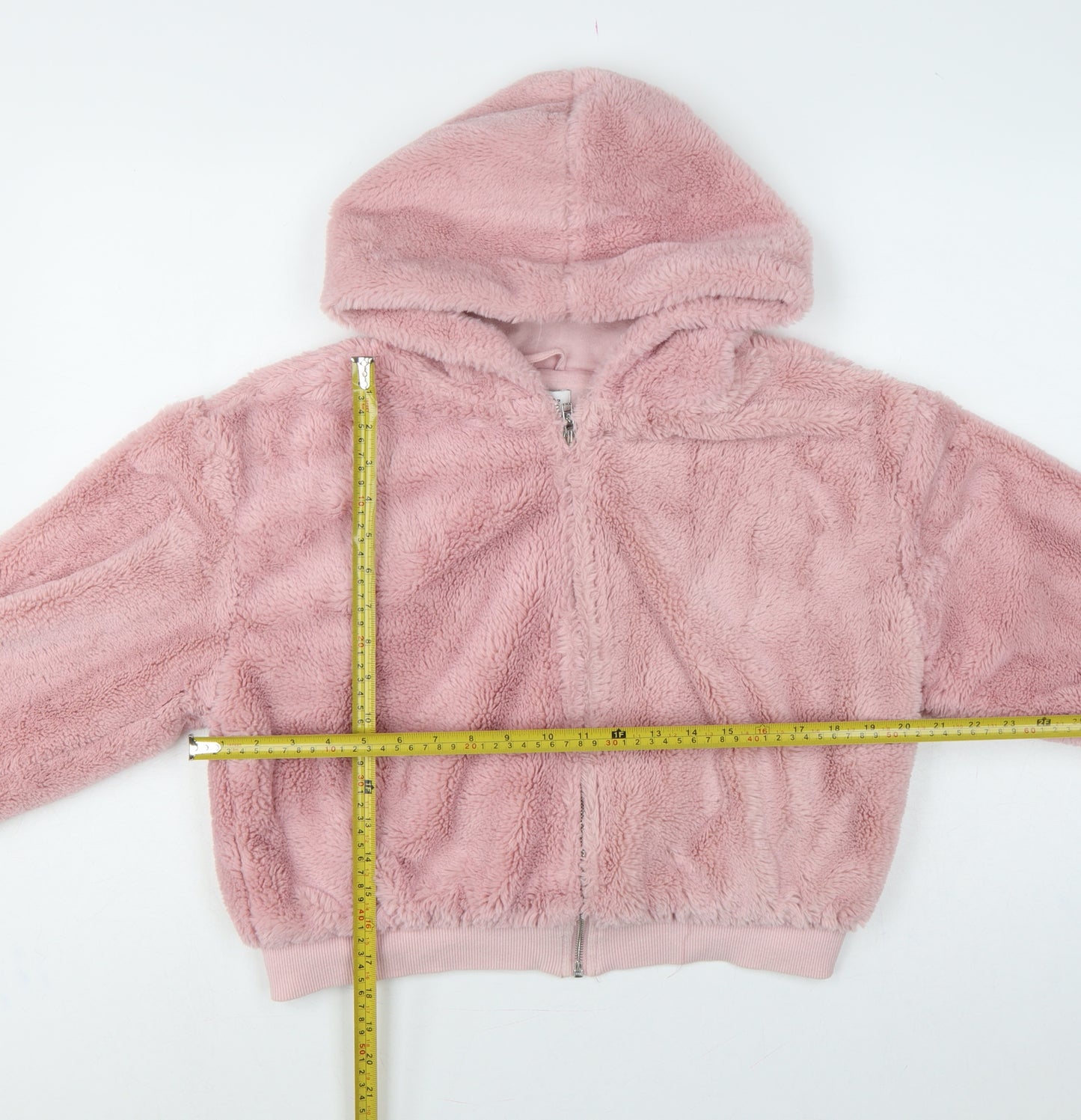 Topshop Women Pink M Hooded Faux Fur Fleece Zip Jacket