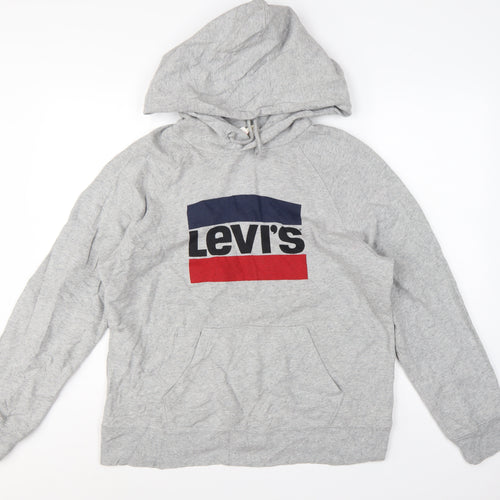 Levi's Men Grey M Pullover Hoodie Logo Graphic Cotton