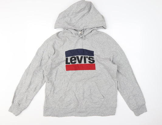 Levi's Men Grey M Pullover Hoodie Logo Graphic Cotton