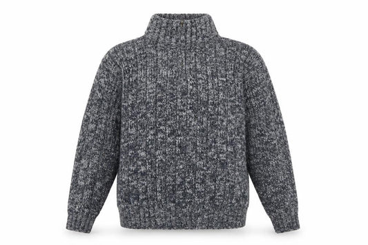 North Coast Men’s Grey M Chunky Knit 1/4 Zip High Neck Jumper