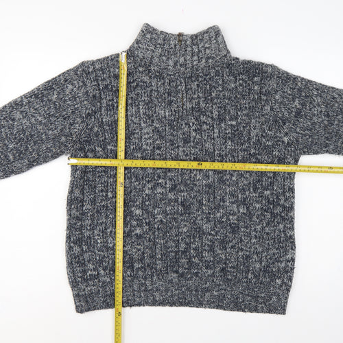 North Coast Men’s Grey M Chunky Knit 1/4 Zip High Neck Jumper