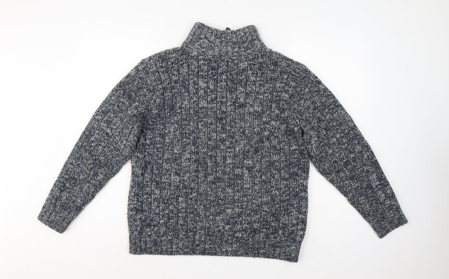 North Coast Men’s Grey M Chunky Knit 1/4 Zip High Neck Jumper