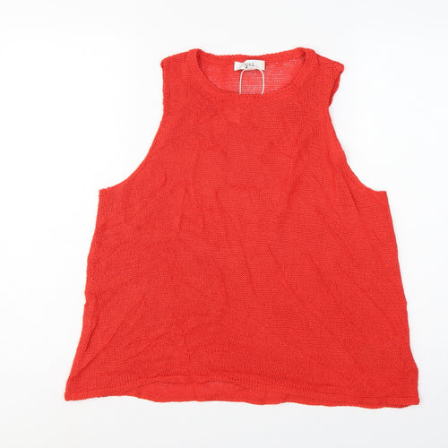 Marks and Spencer Women Red M Sleeveless Knit Tank Top Round Neck