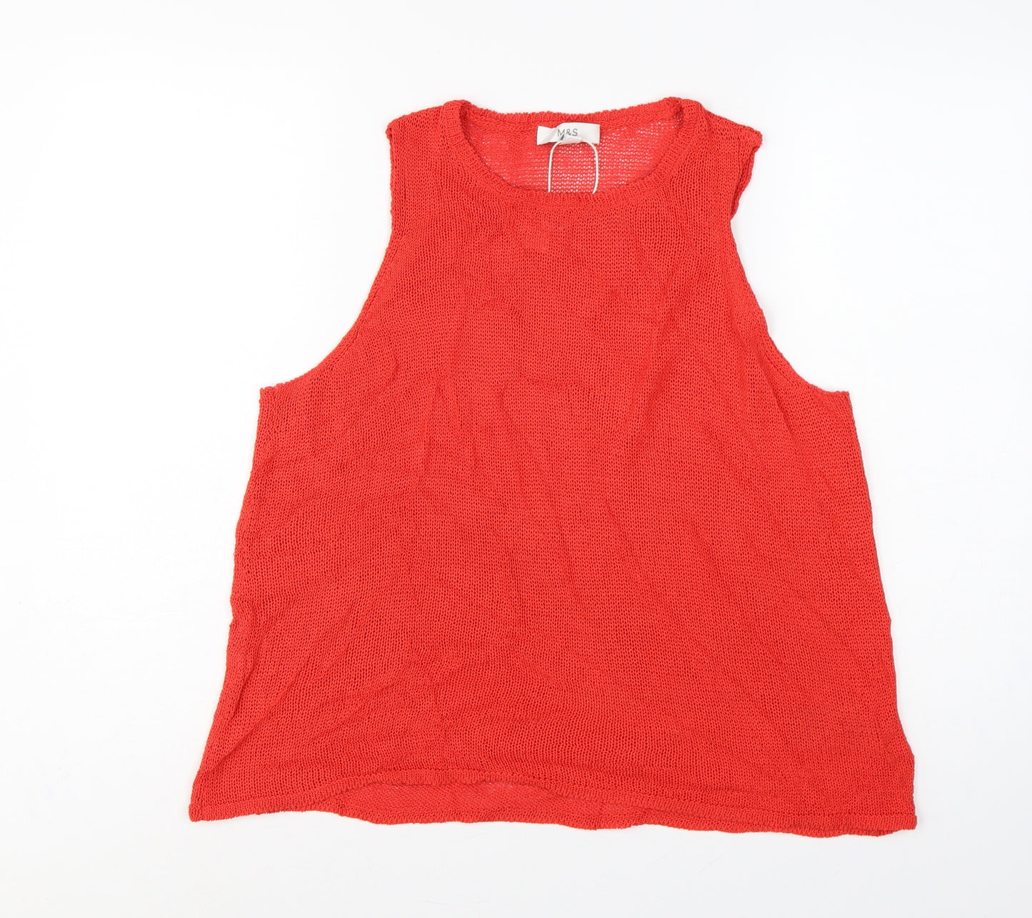Marks and Spencer Women Red M Sleeveless Knit Tank Top Round Neck