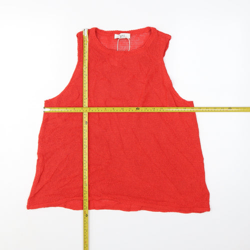 Marks and Spencer Women Red M Sleeveless Knit Tank Top Round Neck
