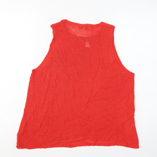 Marks and Spencer Women Red M Sleeveless Knit Tank Top Round Neck