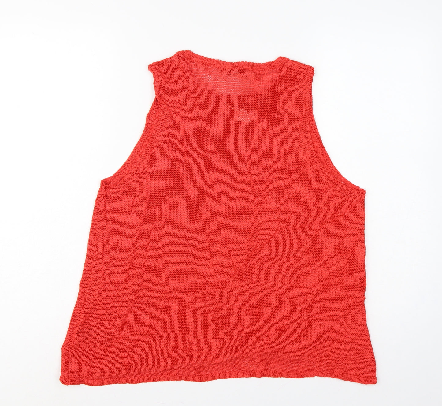 Marks and Spencer Women Red M Sleeveless Knit Tank Top Round Neck