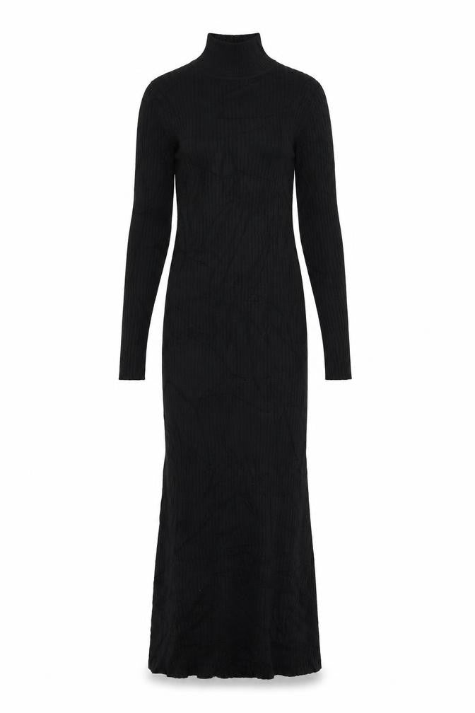 New Look Women Black UK 6 Long Ribbed Roll Neck Jumper Dress