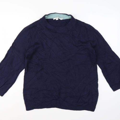 Boden Women’s Blue UK 16 Cable Knit 100% Wool Round Neck Jumper