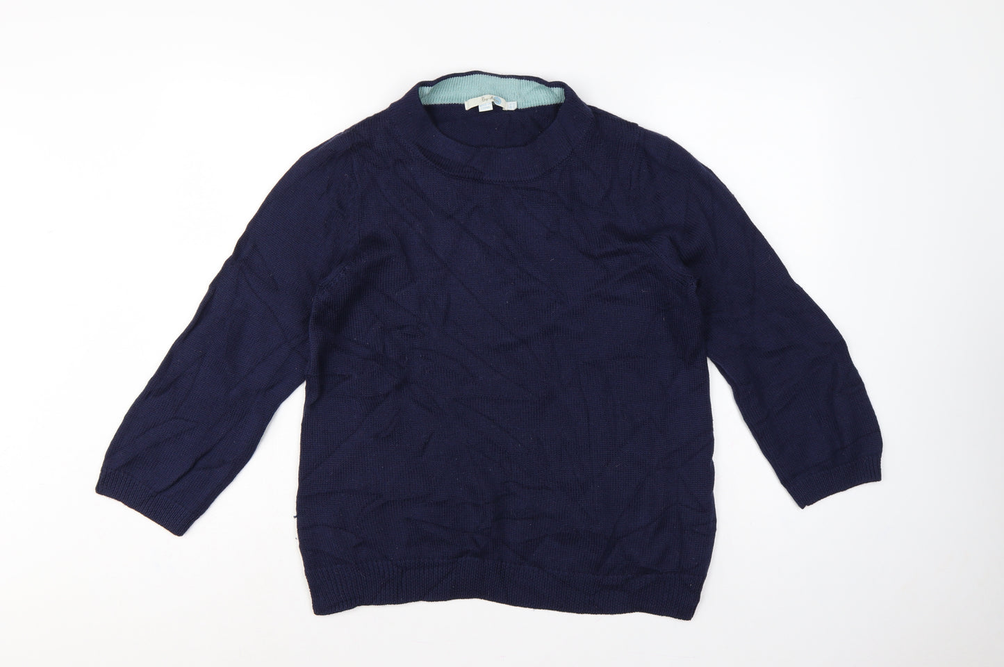 Boden Women’s Blue UK 16 Cable Knit 100% Wool Round Neck Jumper
