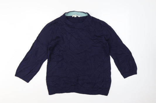Boden Women’s Blue UK 16 Cable Knit 100% Wool Round Neck Jumper