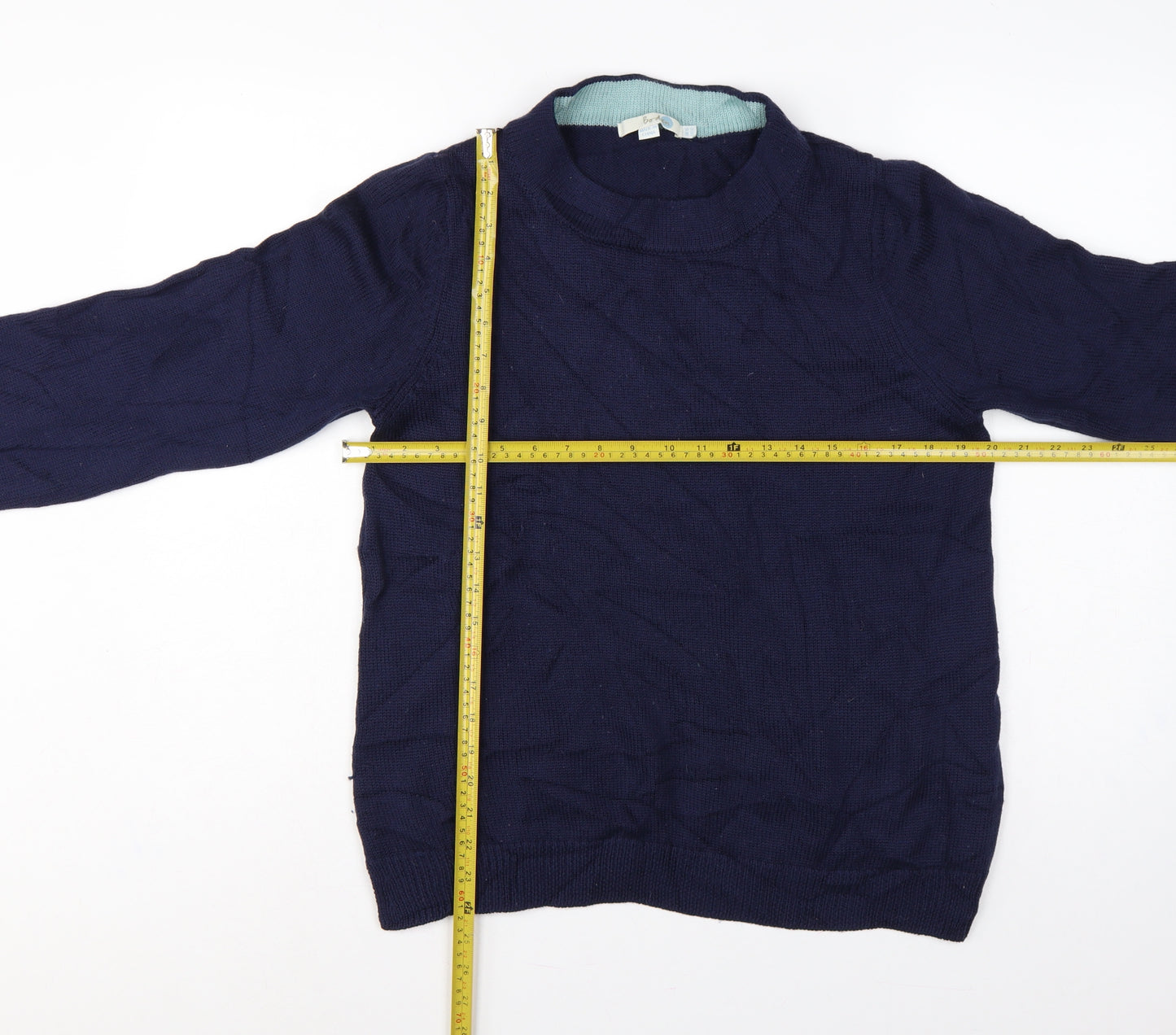 Boden Women’s Blue UK 16 Cable Knit 100% Wool Round Neck Jumper