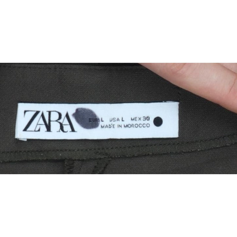 Zara Women Brown L Cropped Open Front Long Sleeve Blouse