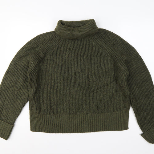 Nobody's Child Women Green M Rib Knit Roll Neck Jumper