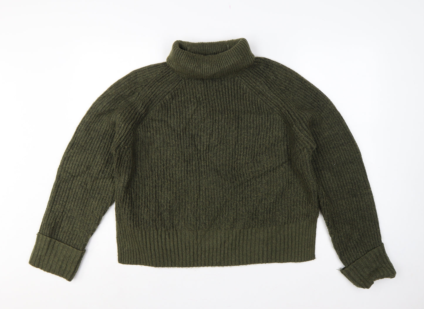 Nobody's Child Women Green M Rib Knit Roll Neck Jumper