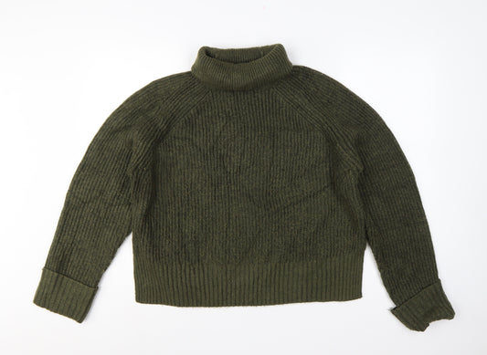 Nobody's Child Women Green M Rib Knit Roll Neck Jumper