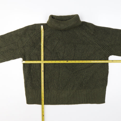 Nobody's Child Women Green M Rib Knit Roll Neck Jumper