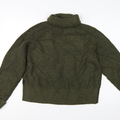 Nobody's Child Women Green M Rib Knit Roll Neck Jumper