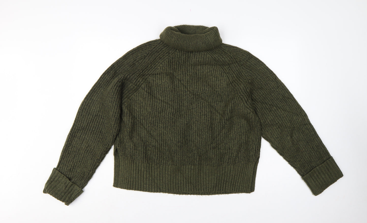 Nobody's Child Women Green M Rib Knit Roll Neck Jumper