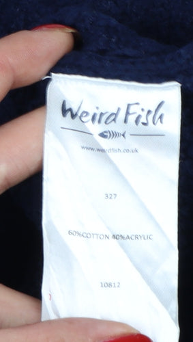 Weird Fish Men’s Navy 2XL Cable-Knit Crew Neck Cotton Blend Jumper