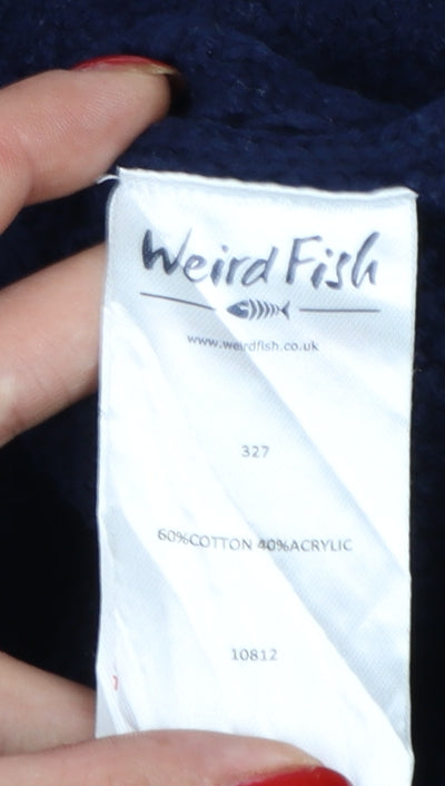 Weird Fish Men’s Navy 2XL Cable-Knit Crew Neck Cotton Blend Jumper