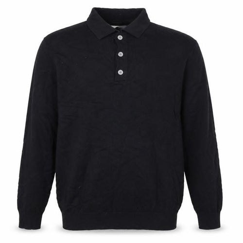 Skøvde Men’s Black M Pure Merino Wool Collared Henley Jumper