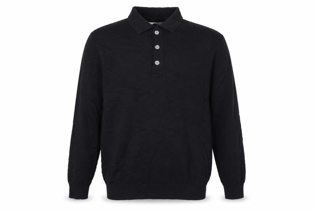 Skøvde Men’s Black M Pure Merino Wool Collared Henley Jumper
