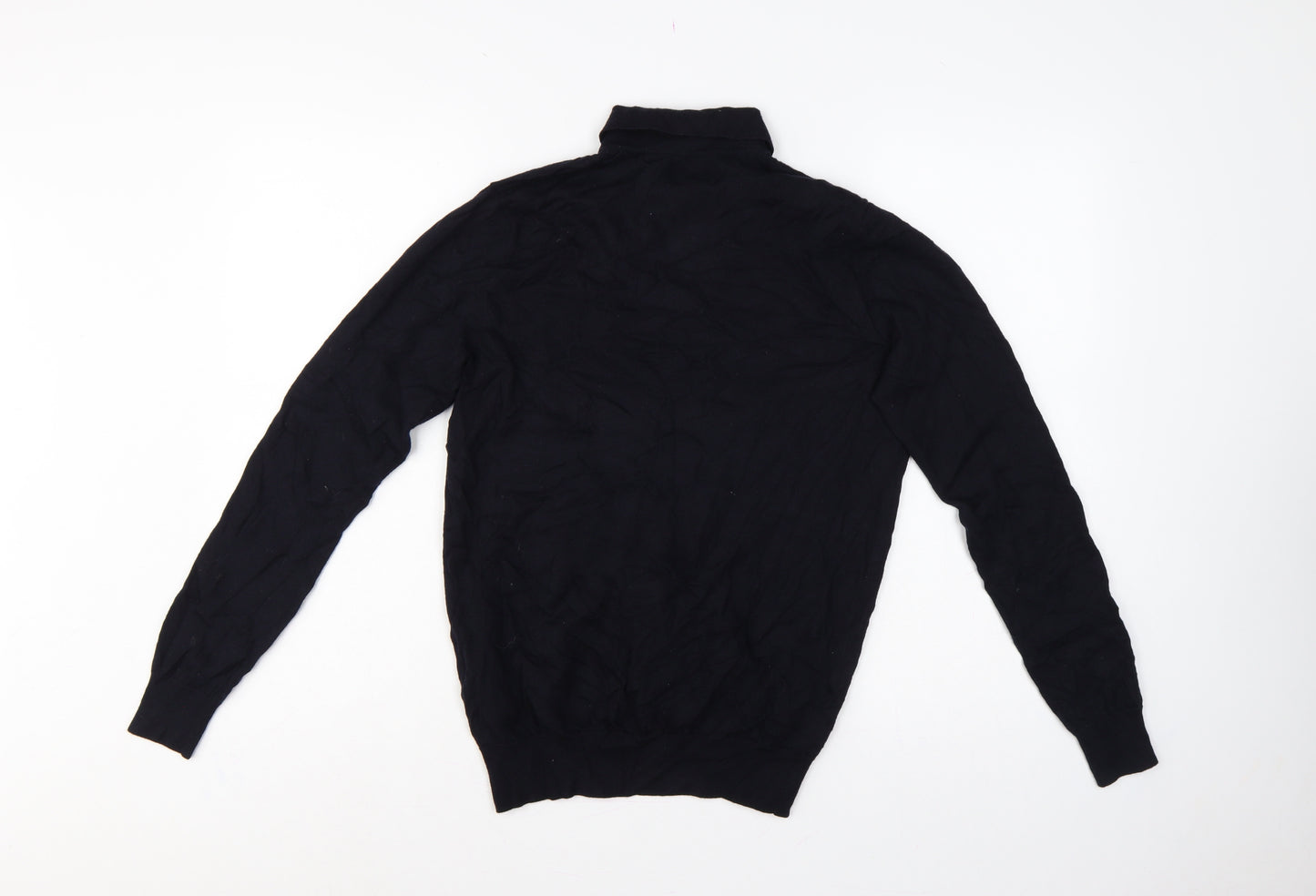 Skøvde Men’s Black M Pure Merino Wool Collared Henley Jumper