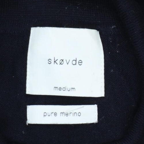 Skøvde Men’s Black M Pure Merino Wool Collared Henley Jumper