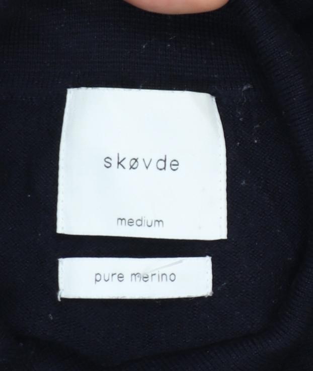 Skøvde Men’s Black M Pure Merino Wool Collared Henley Jumper
