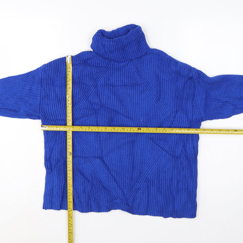 Marks & Spencer Women’s Blue M Cable Knit Roll Neck Pullover Jumper