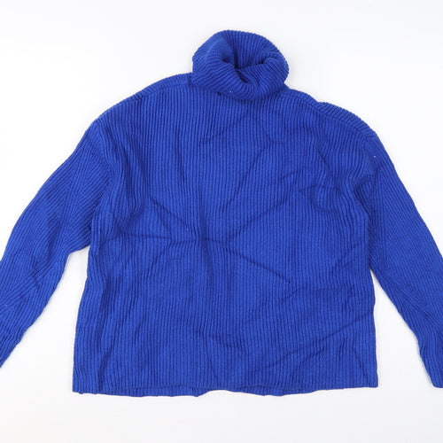 Marks & Spencer Women’s Blue M Cable Knit Roll Neck Pullover Jumper