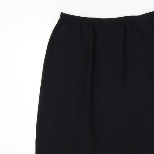 Frank Usher Women Black UK 16 Long Pencil Skirt Elastic Waist Slit