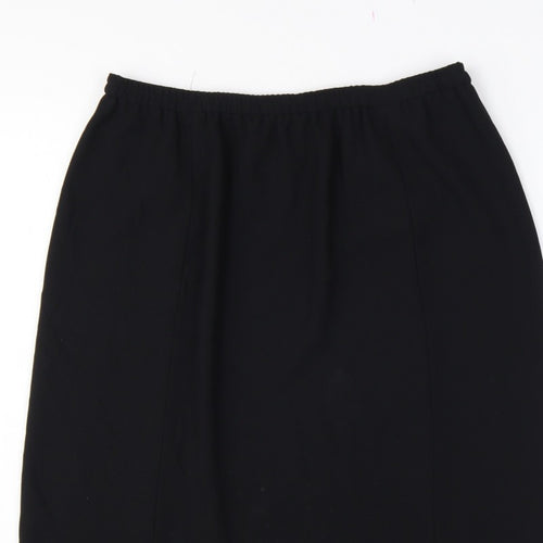 Frank Usher Women Black UK 16 Long Pencil Skirt Elastic Waist Slit