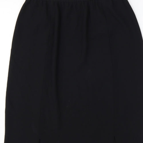 Frank Usher Women Black UK 16 Long Pencil Skirt Elastic Waist Slit
