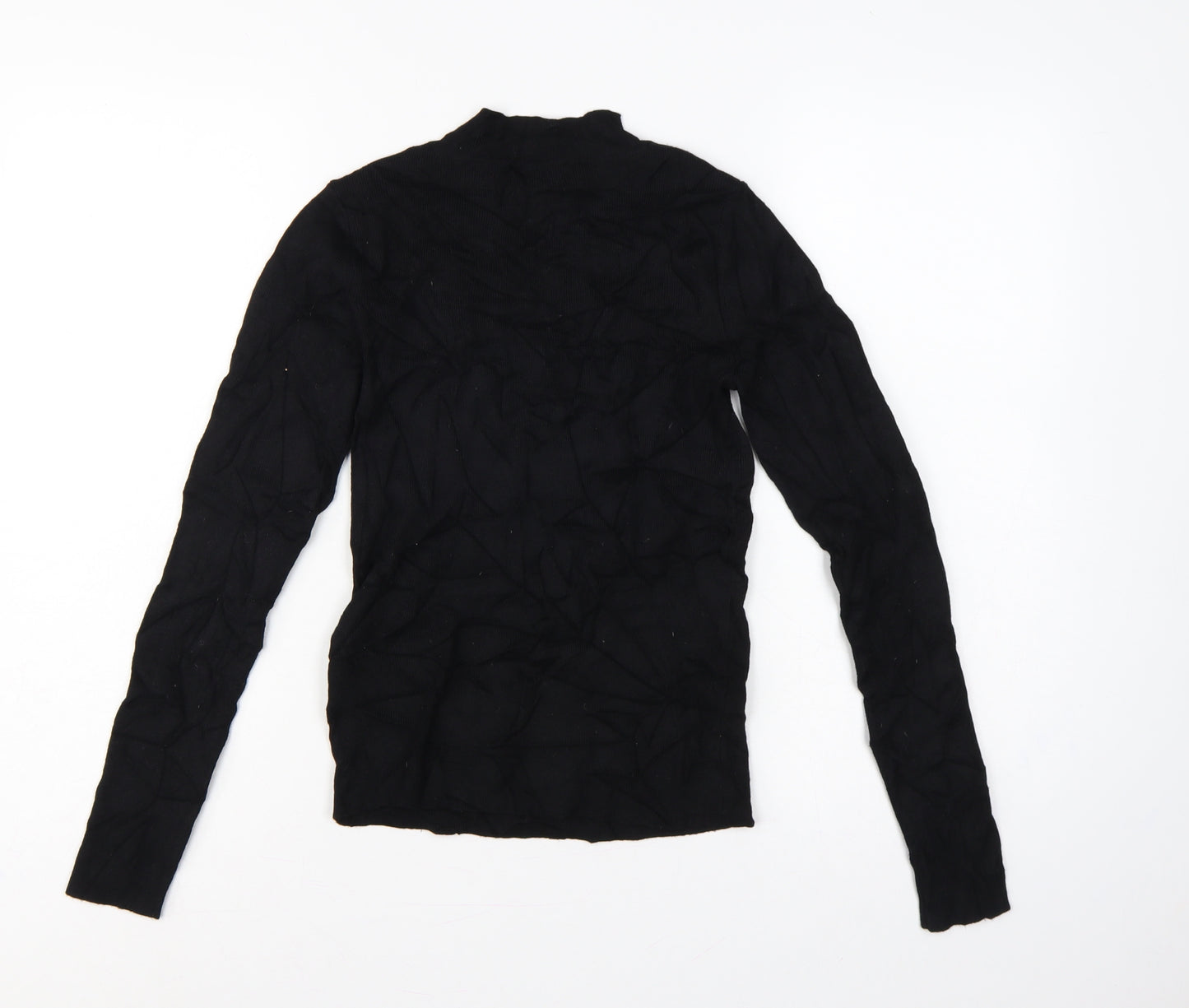 Oasis Women Black Size S Beaded High Neck Long Sleeve Knit Jumper