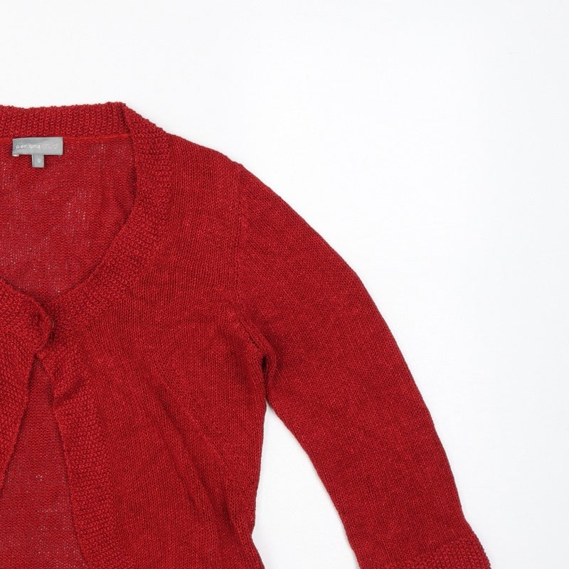 Per Una Women’s Red Size 12 Open Knit Long Sleeve Cardigan