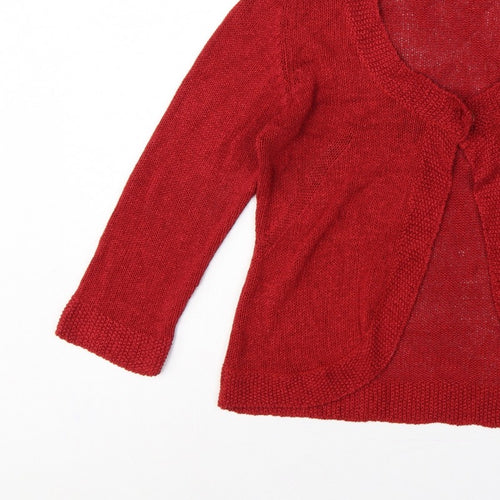 Per Una Women’s Red Size 12 Open Knit Long Sleeve Cardigan