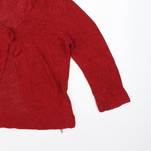 Per Una Women’s Red Size 12 Open Knit Long Sleeve Cardigan