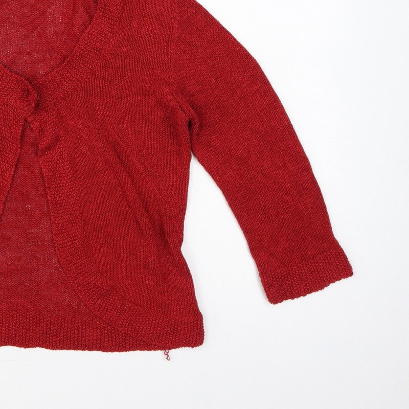 Per Una Women’s Red Size 12 Open Knit Long Sleeve Cardigan
