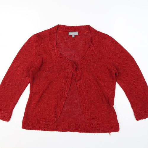 Per Una Women’s Red Size 12 Open Knit Long Sleeve Cardigan
