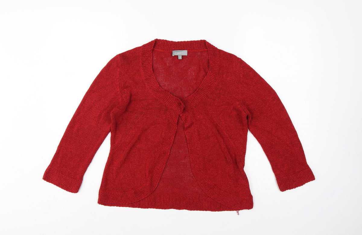 Per Una Women’s Red Size 12 Open Knit Long Sleeve Cardigan