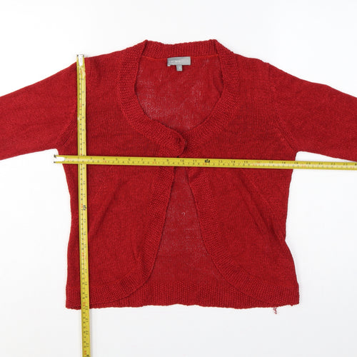 Per Una Women’s Red Size 12 Open Knit Long Sleeve Cardigan