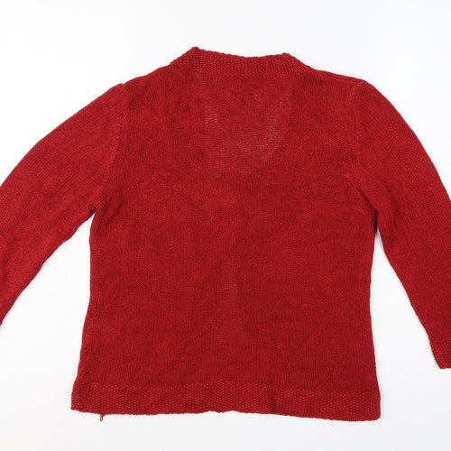 Per Una Women’s Red Size 12 Open Knit Long Sleeve Cardigan