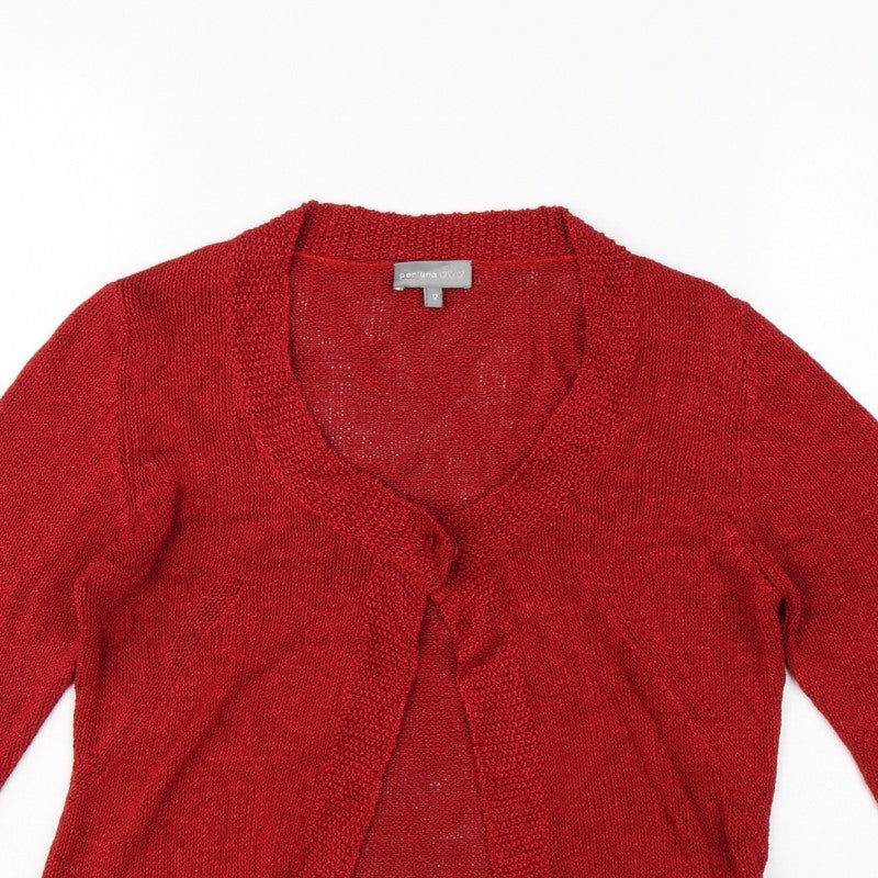 Per Una Women’s Red Size 12 Open Knit Long Sleeve Cardigan